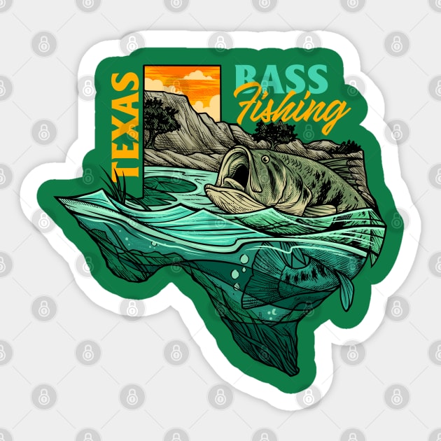 Texas bass fishing Sticker by damzu